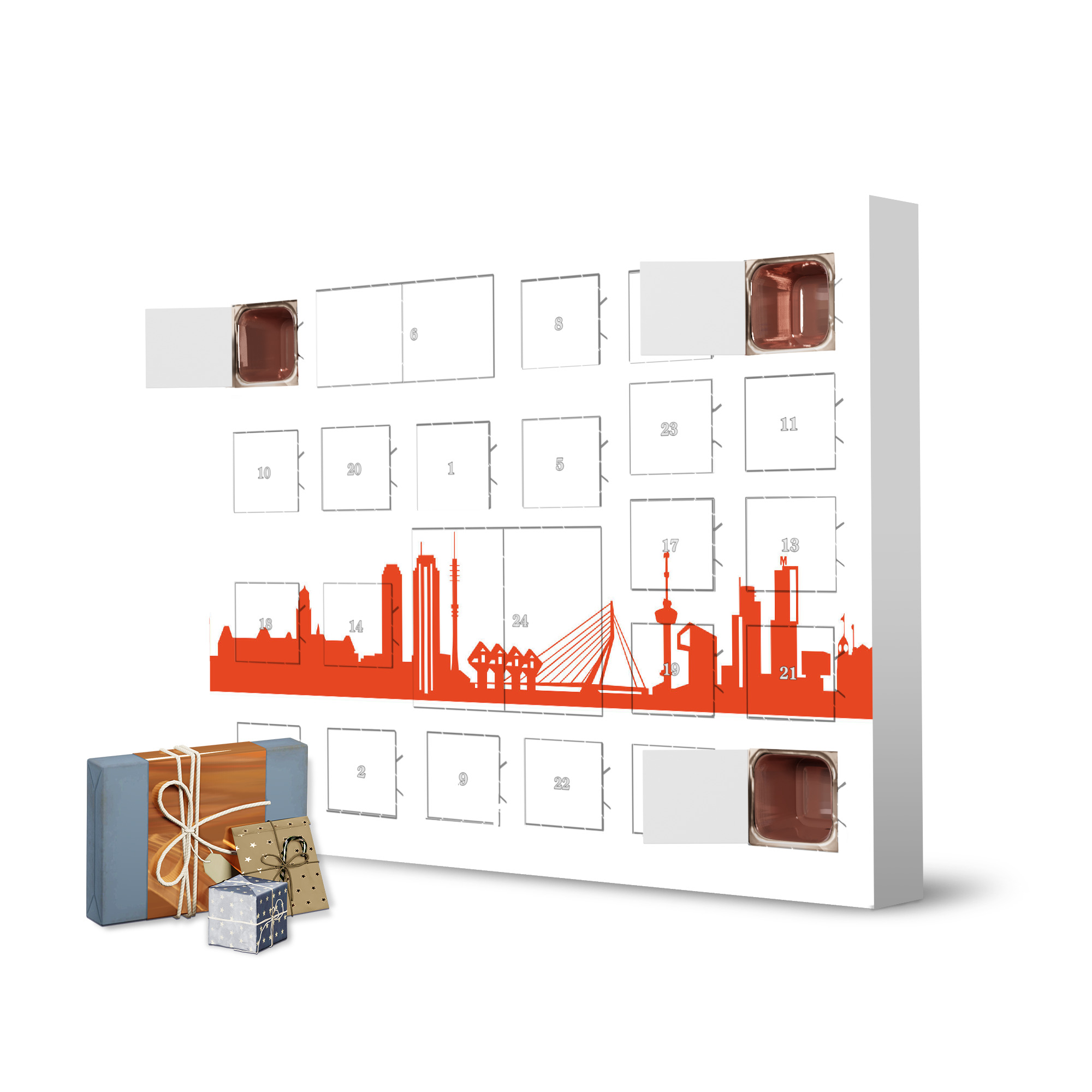 Adventskalender zum Selbstbefüllen ROTTERDAM 03 Monochrom Tangerine artboxONE Adventskalender Städte