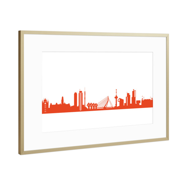 Poster mit Rahmen Gold "ROTTERDAM 03 Monochrom Tangerine" artboxONE - Städte,Reise,Abstrakt,Architektur,Reise / Länder