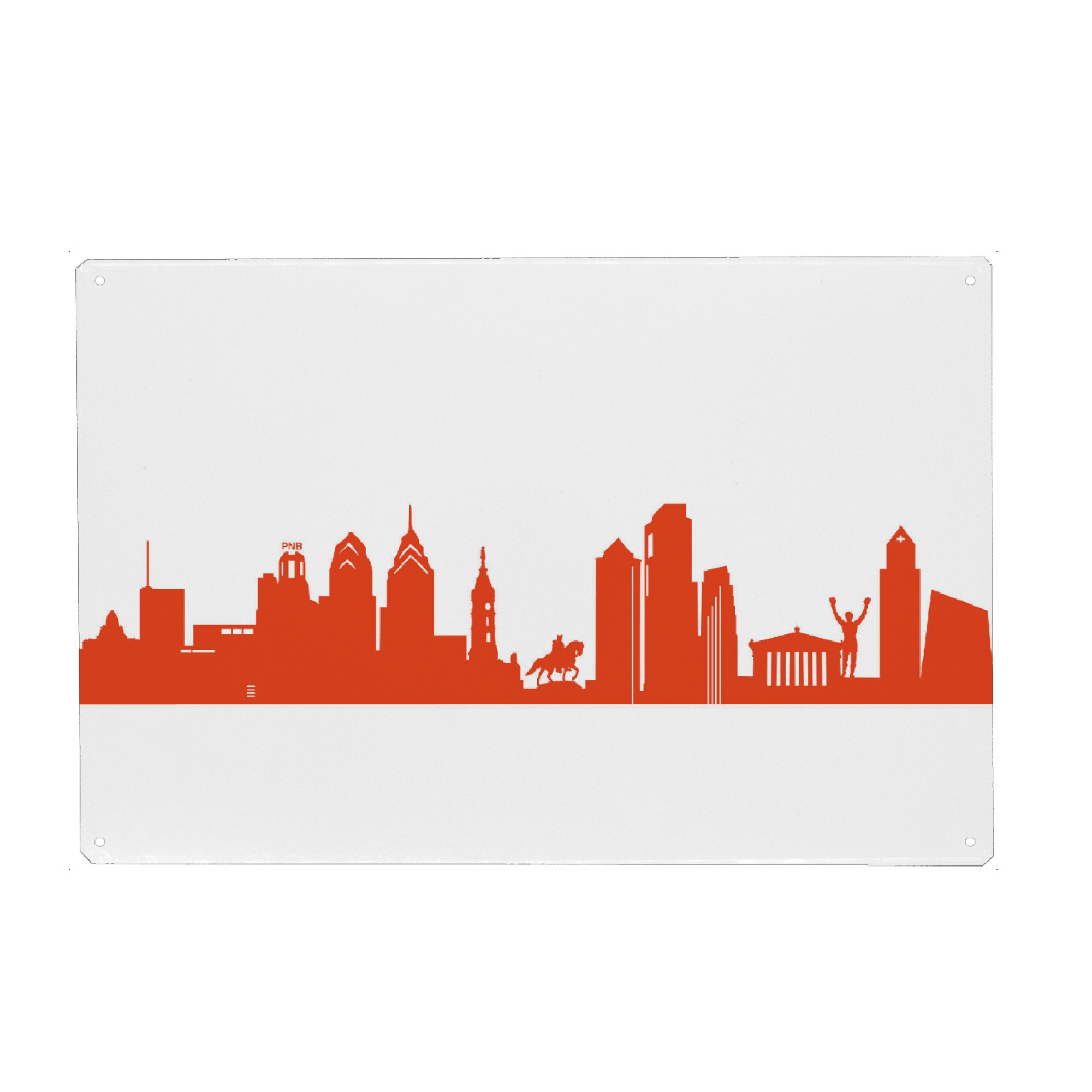 Holzbild "PHILADELPHIA 03 Monochrom Tangerine" artboxONE - Städte,Reise,Abstrakt,Architektur,Reise / Länder