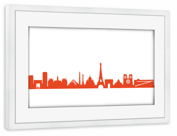 Poster mit Rahmen weiß "PARIS 03 Monochrom Tangerine" artboxONE - Städte,Reise,Abstrakt,Architektur,Städte / Paris