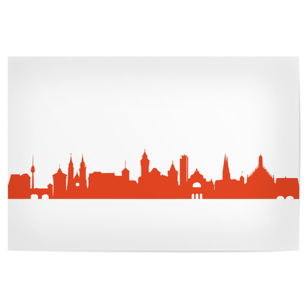 Poster "NÜRNBERG 03 Monochrom Tangerine" artboxONE - Städte,Reise,Abstrakt,Architektur,Reise / Länder - NÜrnberg,Bayern,Skyline,City,Scape,Grafik