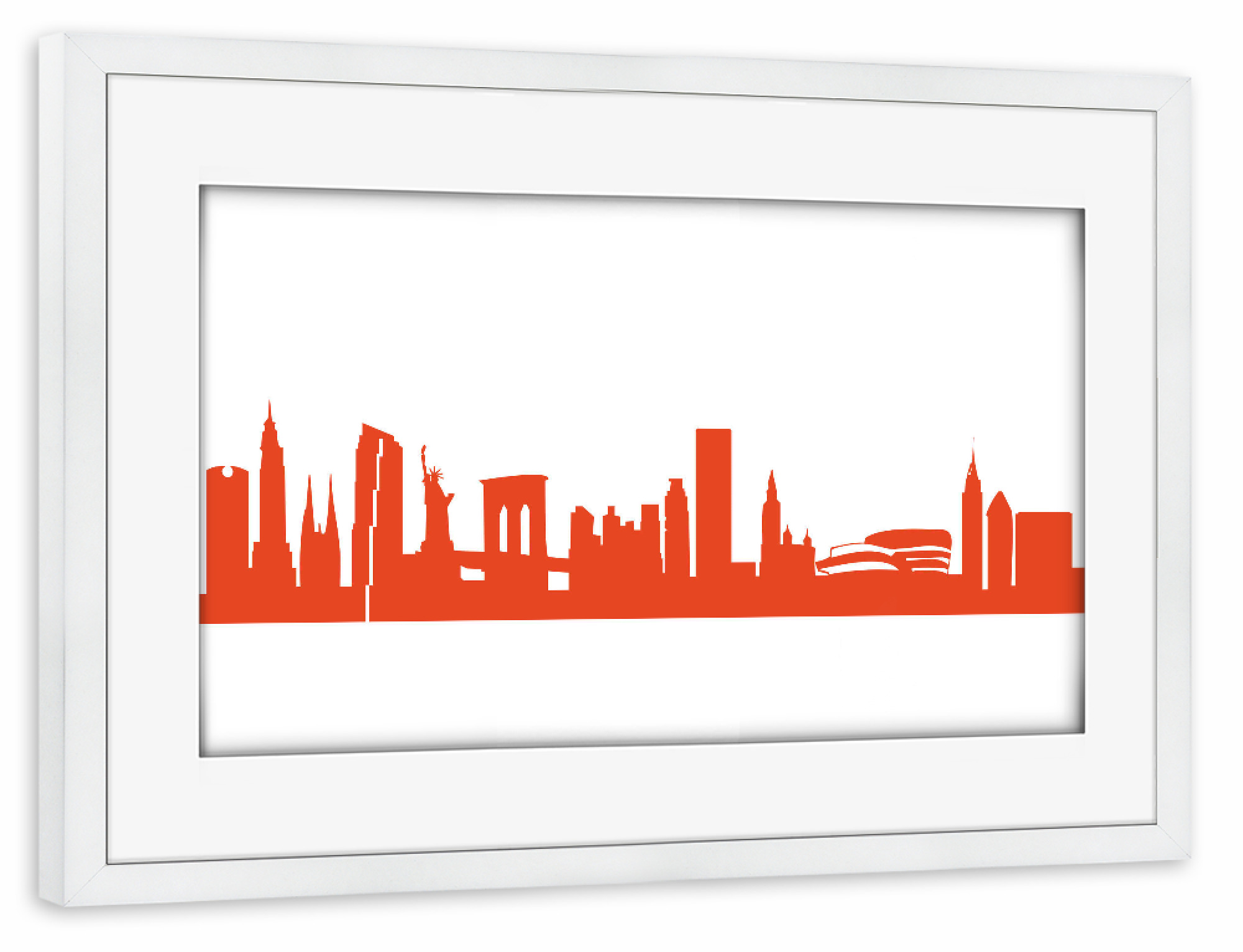Poster mit Rahmen weiß "NEW YORK 03 Monochrom Tangerine" artboxONE - Städte,Städte / New York,Reise,Abstrakt,Architektur,Reise / Länder