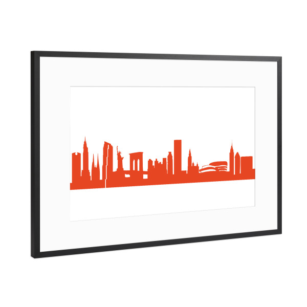 Poster mit Rahmen Schwarz (Metallic) "NEW YORK 03 Monochrom Tangerine" artboxONE - Städte,Städte / New York,Reise,Abstrakt,Architektur,Reise / Länder