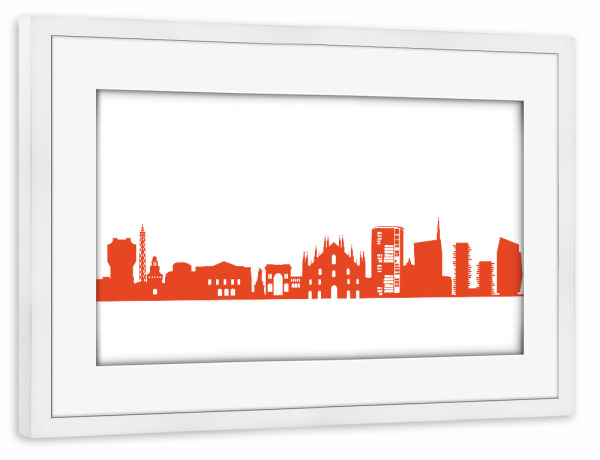 Poster mit Rahmen weiß "MAILAND 03 Monochrom Tangerine" artboxONE - Städte,Reise,Abstrakt,Architektur,Reise / Länder,Städte / Mailand