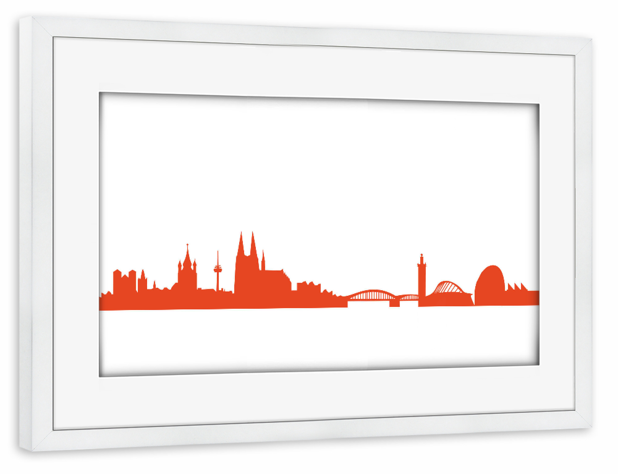 Poster mit Rahmen weiß "KOELN tangerine" artboxONE - Städte,Reise,Abstrakt,Architektur,Reise / Länder - Koeln skyline city scape 44spaces