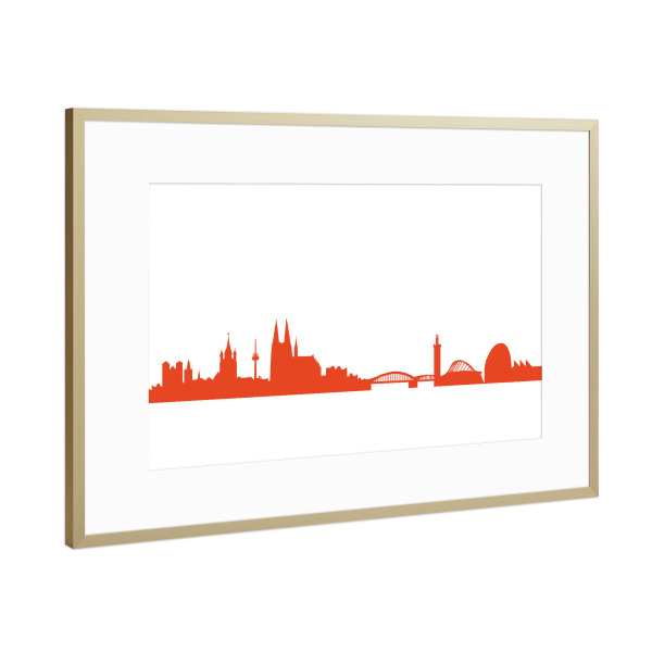 Poster mit Rahmen Gold "KOELN tangerine" artboxONE - Städte,Reise,Abstrakt,Architektur,Reise / Länder - Koeln skyline city scape 44spaces