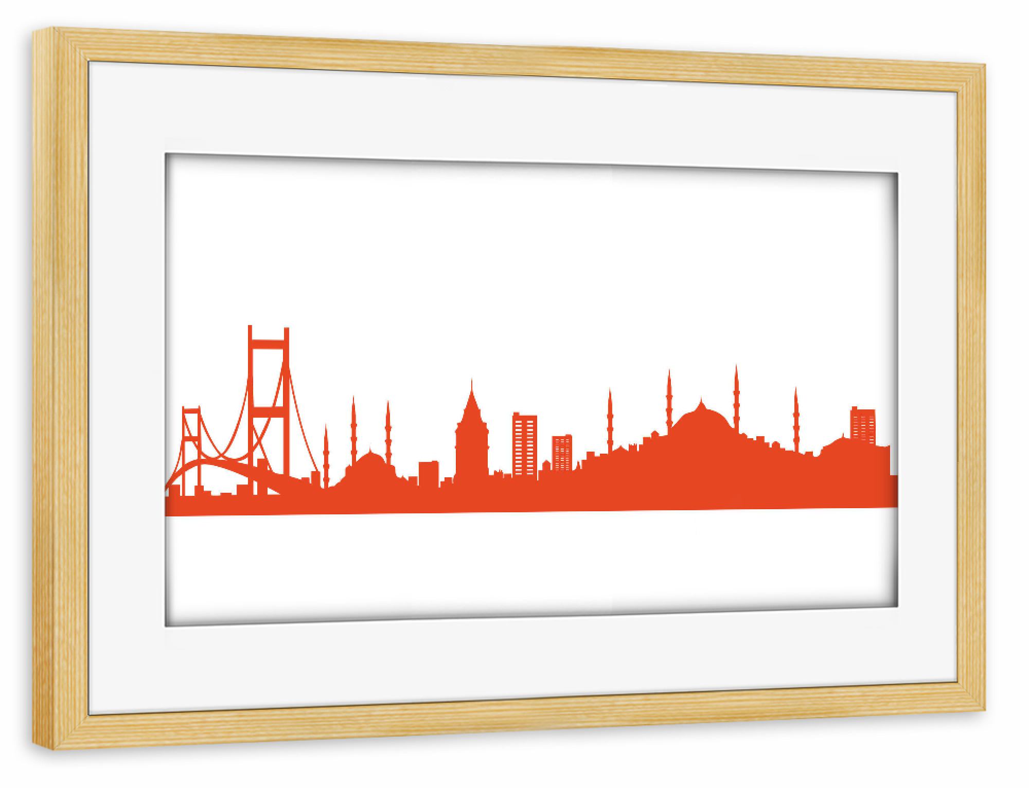 Poster mit Rahmen kiefer "ISTANBUL tangerine" artboxONE - Städte,Reise,Abstrakt,Architektur,Reise / Länder - Istanbul skyline city scape 44spaces