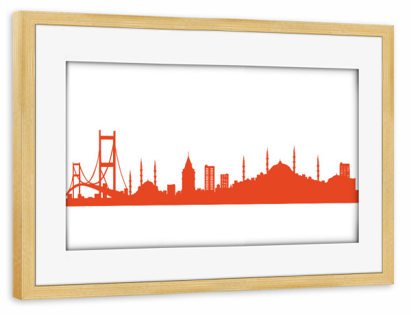 Poster mit Rahmen kiefer "ISTANBUL tangerine" artboxONE - Städte,Reise,Abstrakt,Architektur,Reise / Länder - Istanbul skyline city scape 44spaces