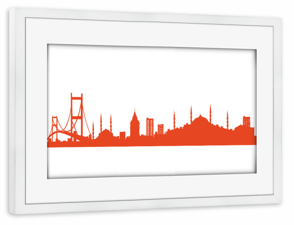 Poster mit Rahmen weiß "ISTANBUL tangerine" artboxONE - Städte,Reise,Abstrakt,Architektur,Reise / Länder - Istanbul skyline city scape 44spaces