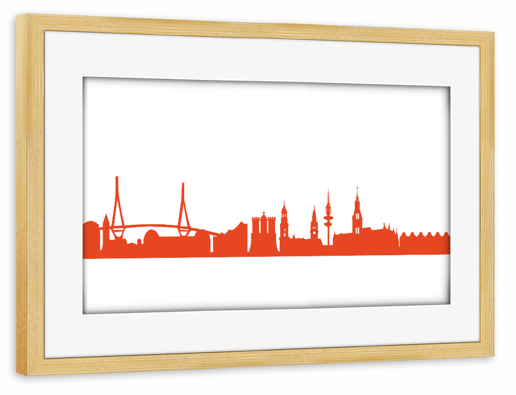 Poster mit Rahmen kiefer "HAMBURG 03 Monochrom Tangerine" artboxONE - Städte,Städte / Hamburg,Reise,Abstrakt,Architektur,Reise / Länder