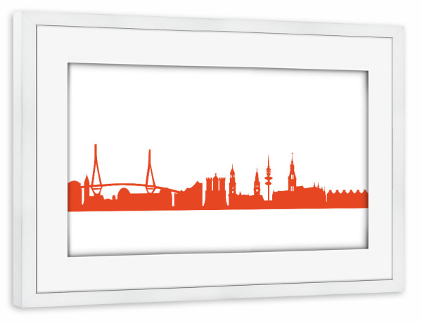 Poster mit Rahmen weiß "HAMBURG 03 Monochrom Tangerine" artboxONE - Städte,Städte / Hamburg,Reise,Abstrakt,Architektur,Reise / Länder
