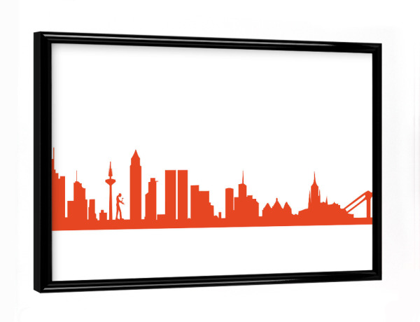Poster mit schwarzem Rahmen "FRANKFURT 03 Monochrom Tangerine" artboxONE - Städte,Reise,Abstrakt,Architektur,Städte / Frankfurt,Reise / Länder