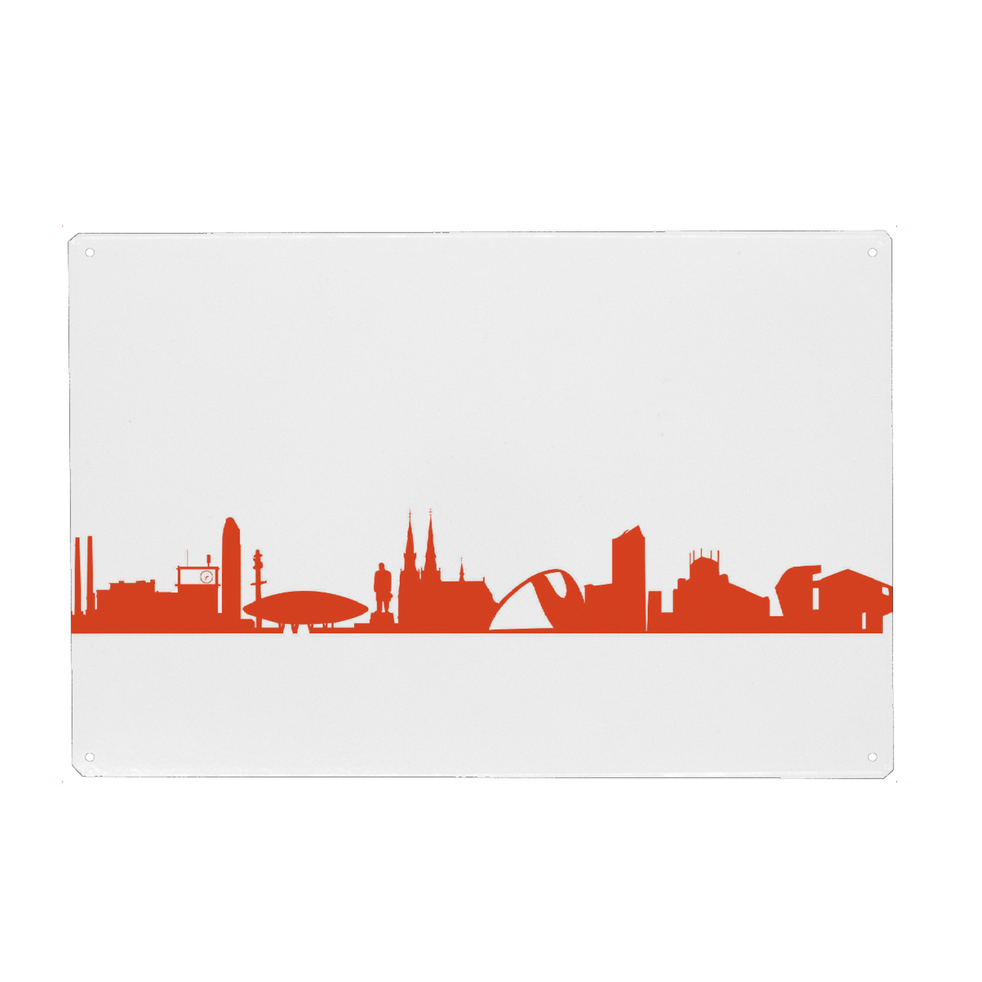 Metall Poster "EINDHOVEN 03 Monochrom Tangerine" artboxONE - Städte,Reise,Abstrakt,Architektur,Reise / Länder