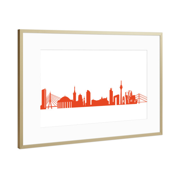 Poster mit Rahmen Gold "DÜSSELDORF 03 Monochrom Tangerine" artboxONE - Städte,Reise,Abstrakt,Architektur,Städte / Düsseldorf,Reise / Länder