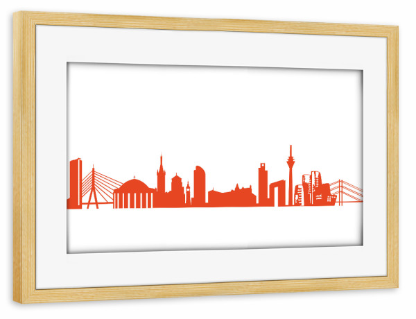 Poster mit Rahmen kiefer "DÜSSELDORF 03 Monochrom Tangerine" artboxONE - Städte,Reise,Abstrakt,Architektur,Städte / Düsseldorf,Reise / Länder