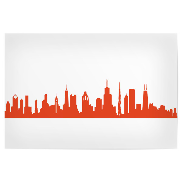 Poster "CHICAGO 03 Monochrom Tangerine" artboxONE - Städte,Reise,Abstrakt,Architektur,Städte / Chicago,Reise / Länder