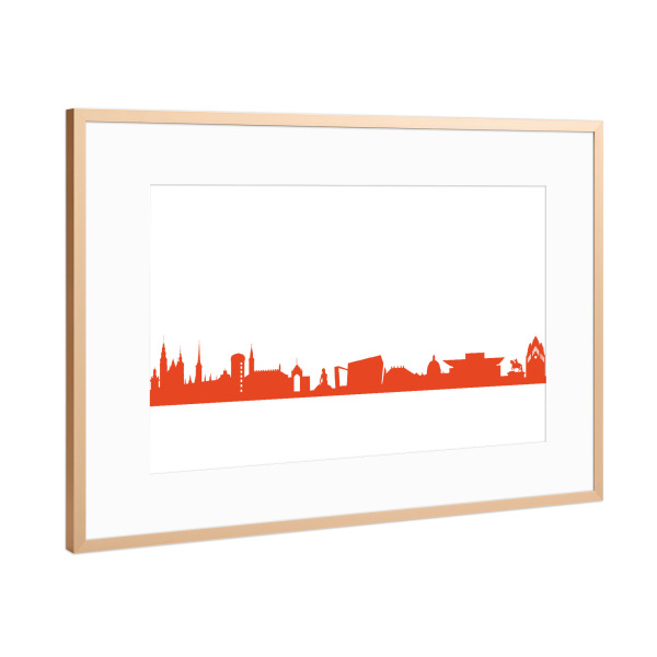 Poster mit Rahmen Kupfer "COPENHAGEN 03 Monochrom Tangerine" artboxONE - Städte,Reise,Abstrakt,Architektur,Städte / København,Reise / Länder