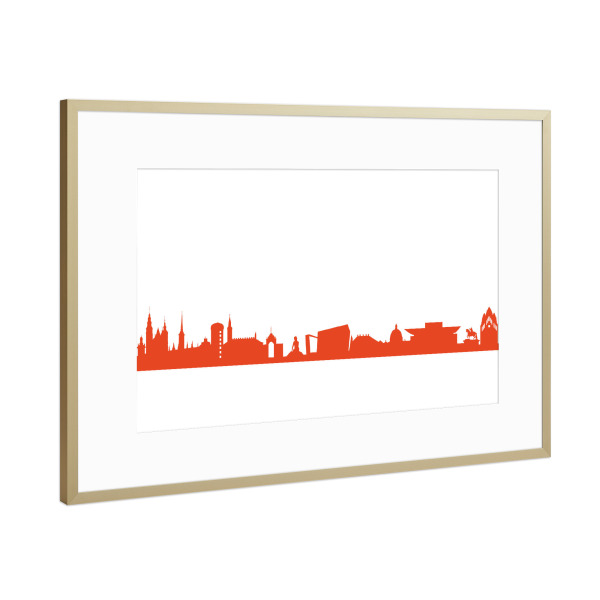 Poster mit Rahmen Gold "COPENHAGEN 03 Monochrom Tangerine" artboxONE - Städte,Reise,Abstrakt,Architektur,Städte / København,Reise / Länder