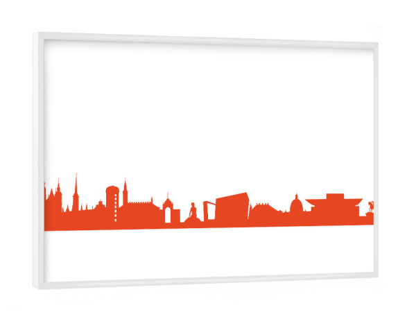 Poster mit weißem Rahmen "COPENHAGEN 03 Monochrom Tangerine" artboxONE - Städte,Reise,Abstrakt,Architektur,Städte / København,Reise / Länder