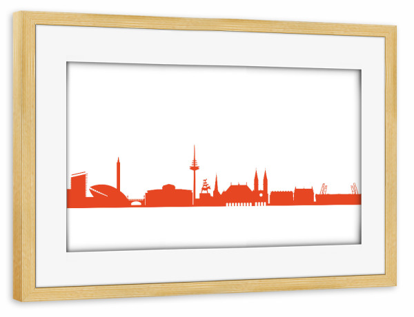 Poster mit Rahmen kiefer "BREMEN 03 Monochrom Tangerine" artboxONE - Städte,Reise,Abstrakt,Architektur,Reise / Länder