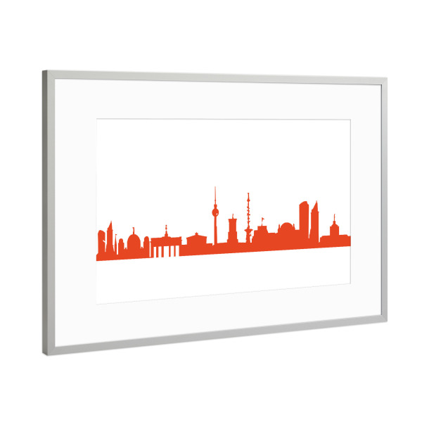 Poster mit Rahmen Silber "BERLIN 03 Monochrom Tangerine" artboxONE - Städte,Städte / Berlin,Reise,Abstrakt,Architektur,Reise / Länder