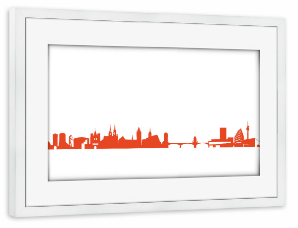 Poster mit Rahmen weiß "BASEL 03 Monochrom Tangerine" artboxONE - Städte,Reise,Abstrakt,Architektur,Reise / Länder