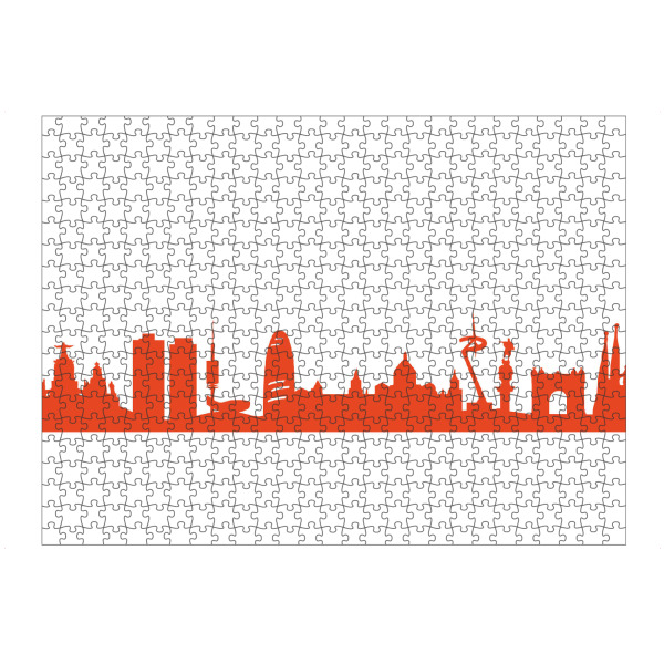 Puzzle Ravensburger "BARCELONA 03 Monochrom Tangerine" artboxONE - Städte,Reise,Abstrakt,Architektur,Reise / Länder,Städte / Barcelona