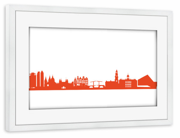 Poster mit Rahmen weiß "AMSTERDAM 03 Monochrom Tangerine" artboxONE - Städte,Reise,Architektur,Städte / Amsterdam