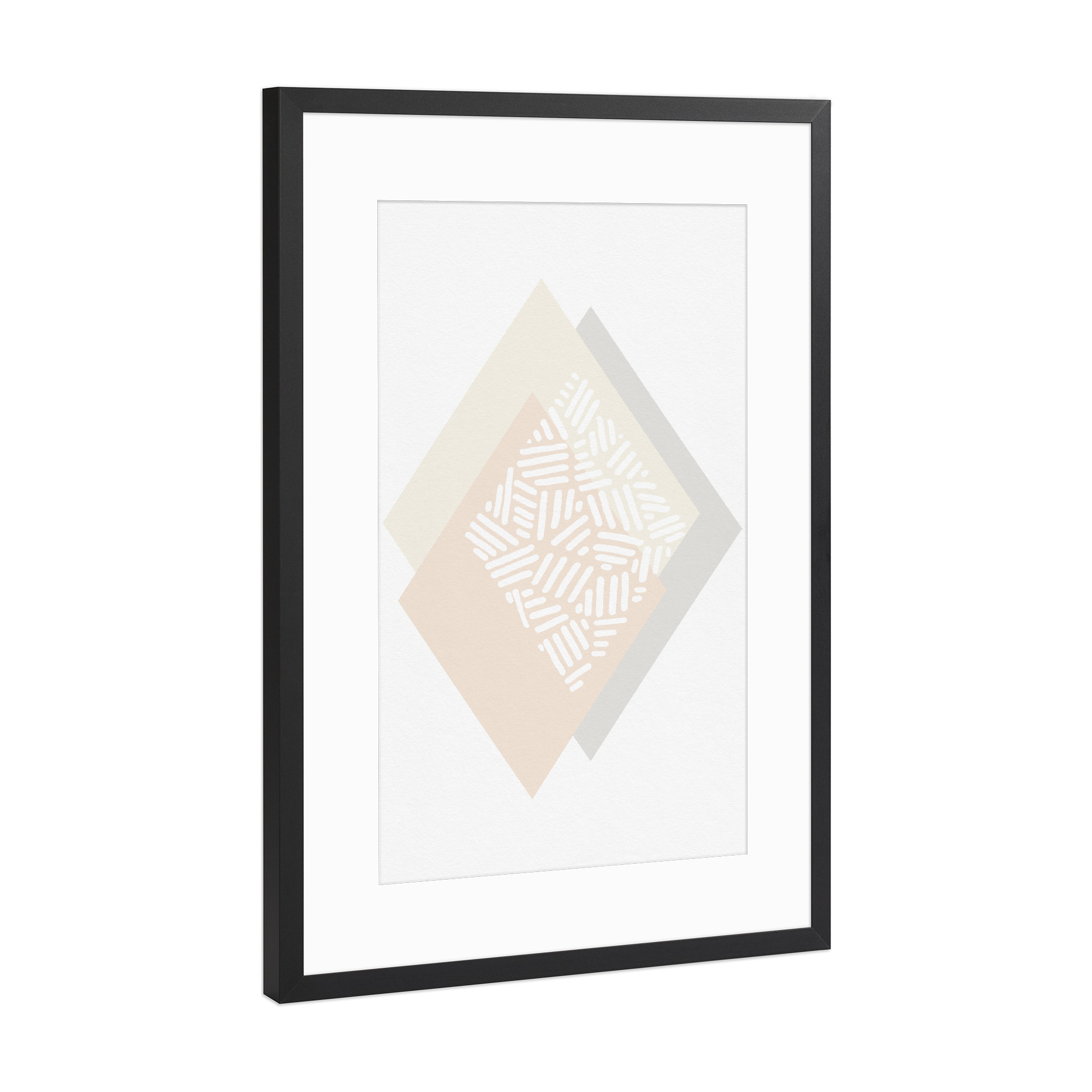 Poster mit Rahmen Schwarz (Metallic) "Blush Rhombi" artboxONE - Abstrakt,Geometrie,Geometrie,Retro