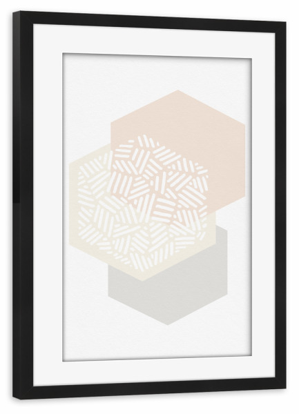 Poster mit Rahmen schwarz "Blush Hexagons" artboxONE - Abstrakt,Geometrie