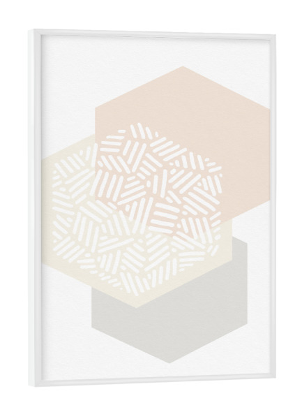Poster mit weißem Rahmen "Blush Hexagons" artboxONE - Abstrakt,Geometrie