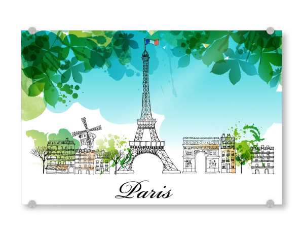 Acrylglasbild "Paris 2" artboxONE - Städte,Reise,Reise / Länder - Paris,Frühling,Illustration,Reise,Urlaub,Stadt