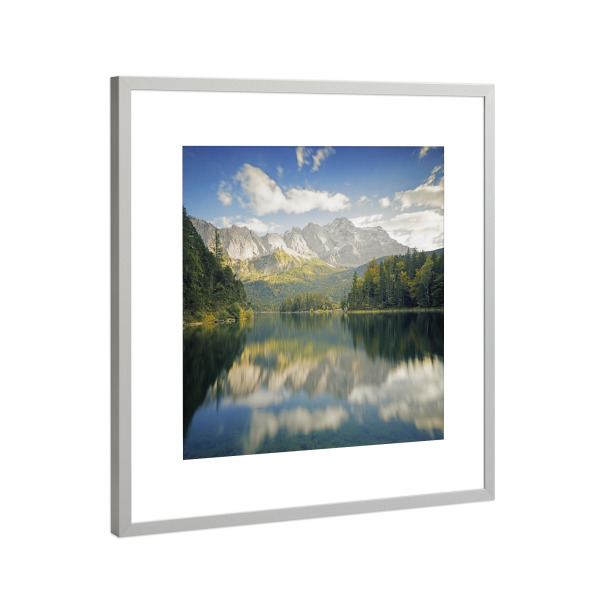 Poster mit Rahmen Silber "Eibsee im Zugspitzland" artboxONE - Reise - Eibsee,Zugspitze,Garmisch