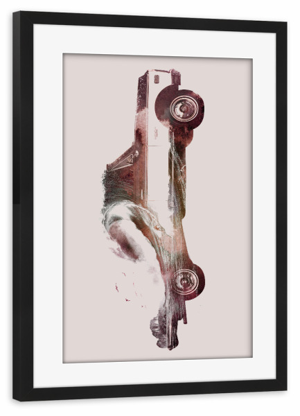Poster mit Rahmen schwarz "Drive me back home 3" artboxONE - Natur,Automobile - Car,Wave,Double exposure