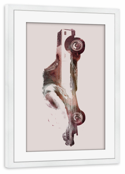 Poster mit Rahmen weiß "Drive me back home 3" artboxONE - Natur,Automobile - Car,Wave,Double exposure