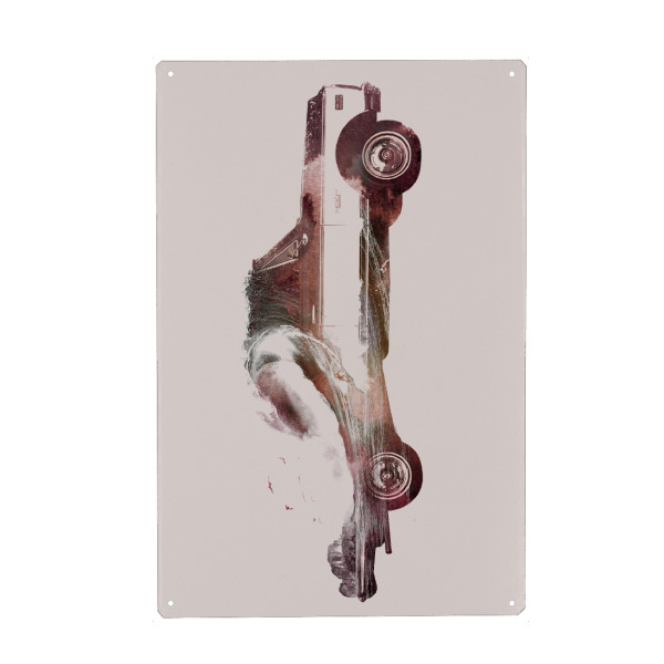 Holzbild "Drive me back home 3" artboxONE - Natur,Automobile - Car,Wave,Double exposure