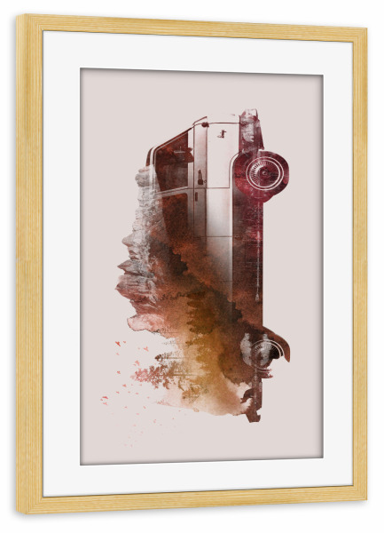 Poster mit Rahmen kiefer "Drive me back home" artboxONE - Natur,Automobile - Car,Forest