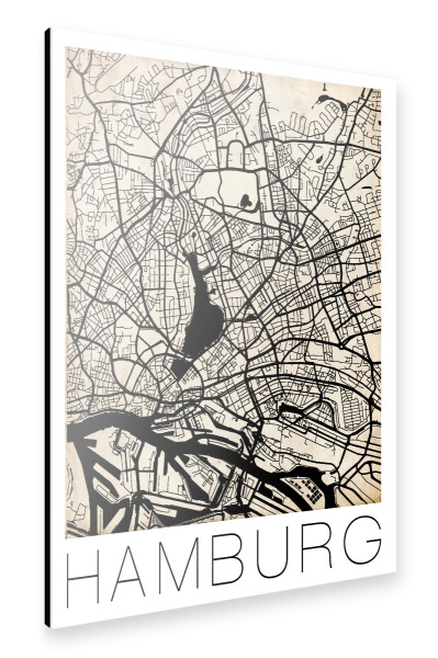 Alu-Dibond "Retro Stadtkarte Hamburg" 30x20 cm artboxONE