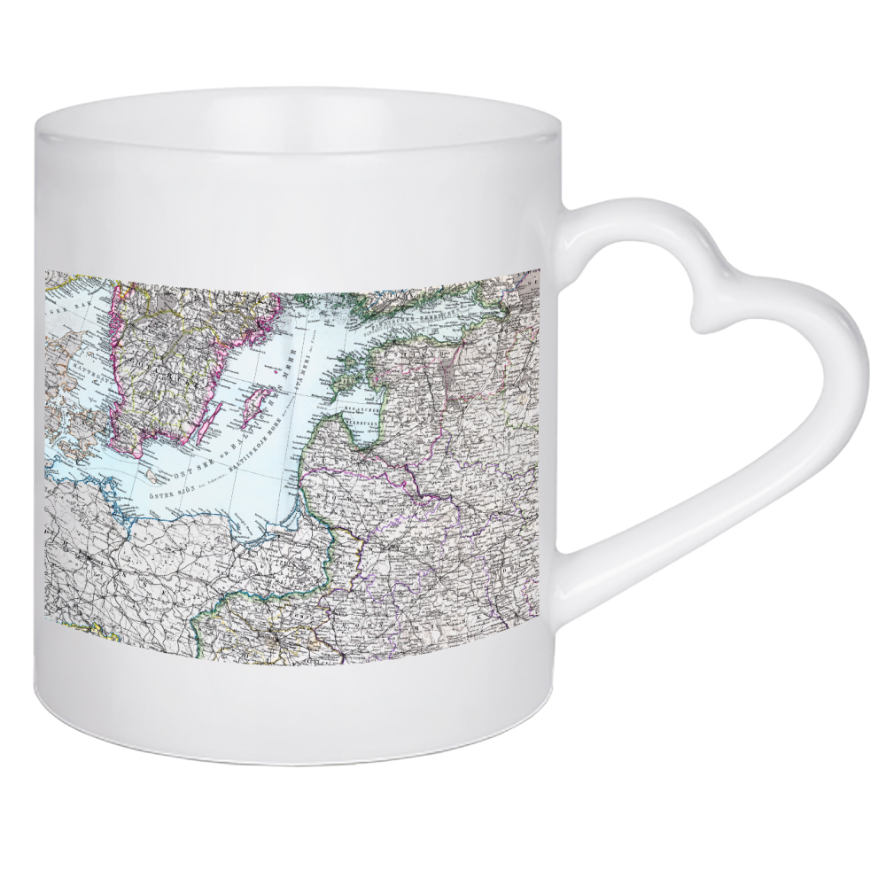 Herztasse "Alte Karte von Baltikum" artboxONE - Kartografie - Karte,Plan,Antik,Retro,Alt,Karten,Karte der welt,Illustration,Baltikum,Europa