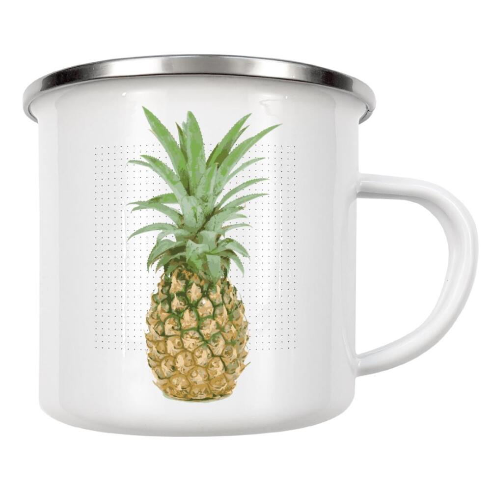Emaille Tasse "PINEAPPLE IN LOVE WITH DOTS" artboxONE - Abstrakt,Essen & Trinken / Obst & Gemüse,Festivals