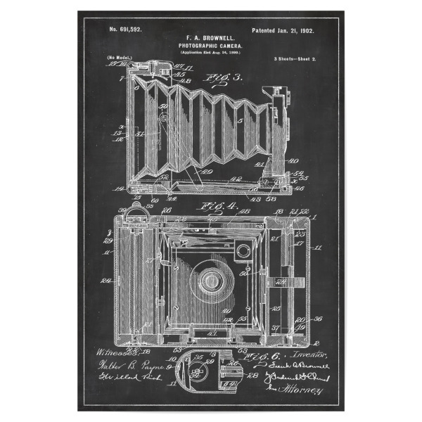 Poster "Retro Fotoapparat patent" artboxONE - Schwarzweiß,Retro - Retro,Fotoapparat,Patent,Foto,Kamera,Vintage