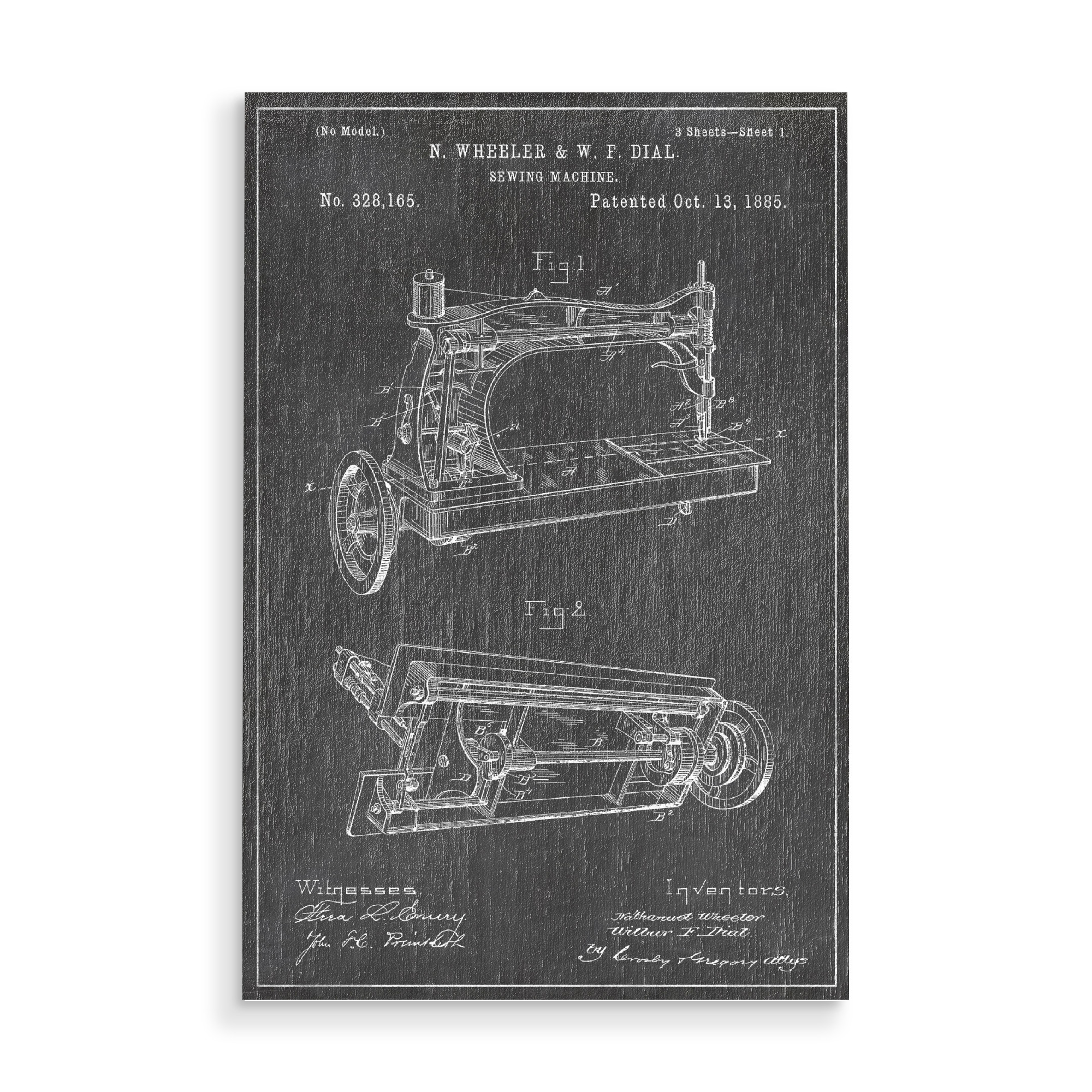 Holzbild "Retro Nähmaschine" artboxONE - Schwarzweiß,Retro - Retro,Nähmaschine,Vintage,Patent