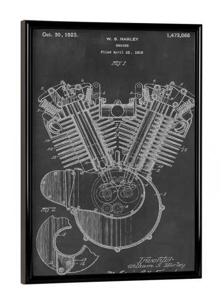 Poster mit schwarzem Rahmen "Motorrad motor" artboxONE - Sport / Motorsport,Schwarzweiß