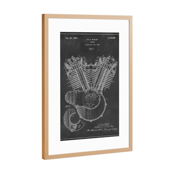 Poster mit Rahmen Kupfer "Motorrad motor" artboxONE - Sport / Motorsport,Schwarzweiß