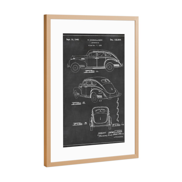 Poster mit Rahmen Kupfer "Retro automobile 2" artboxONE - Schwarzweiß,Automobile,Retro - Automobile,Retro,Vintage,Patent