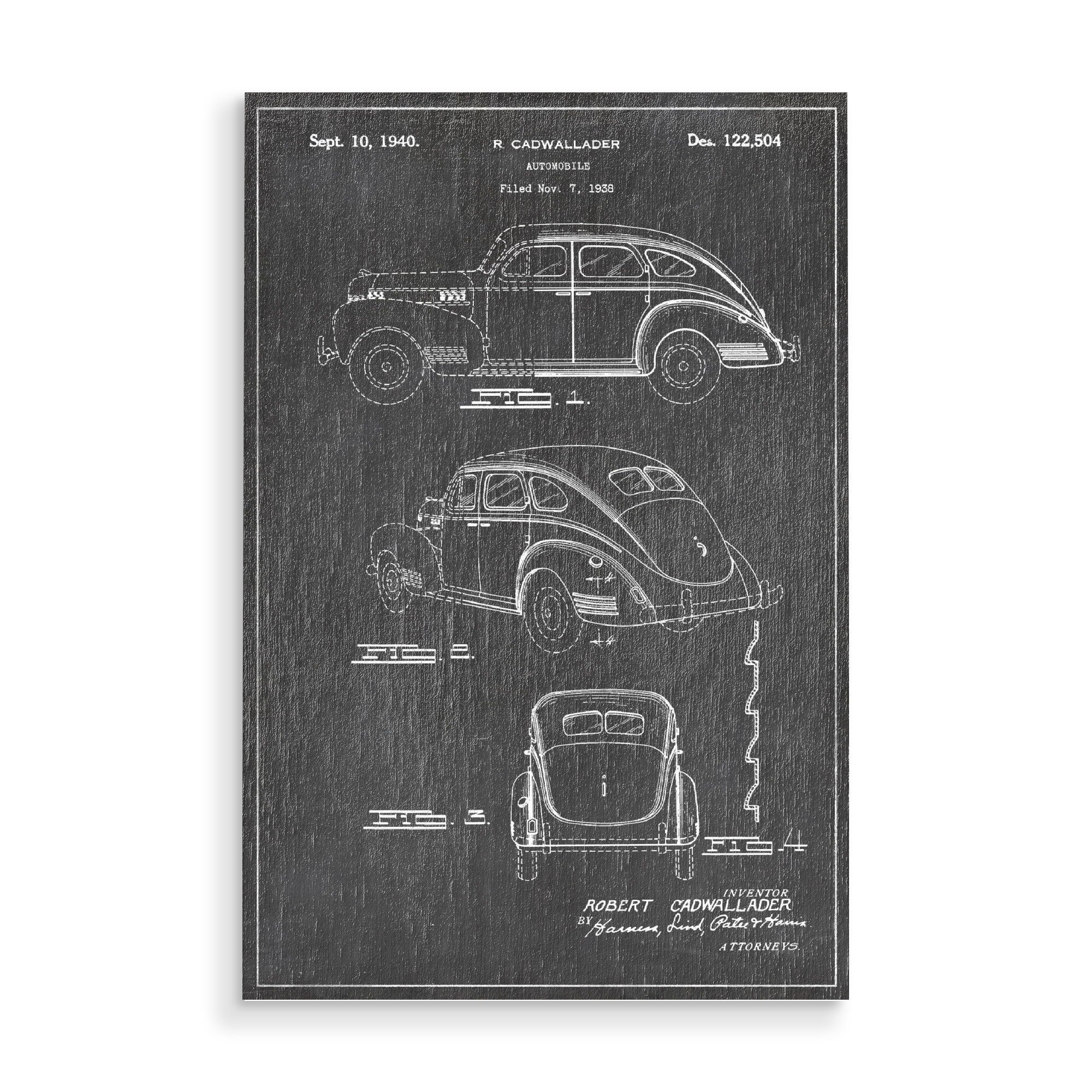 Holzbild "Retro automobile 2" artboxONE - Schwarzweiß,Automobile,Retro - Automobile,Retro,Vintage,Patent