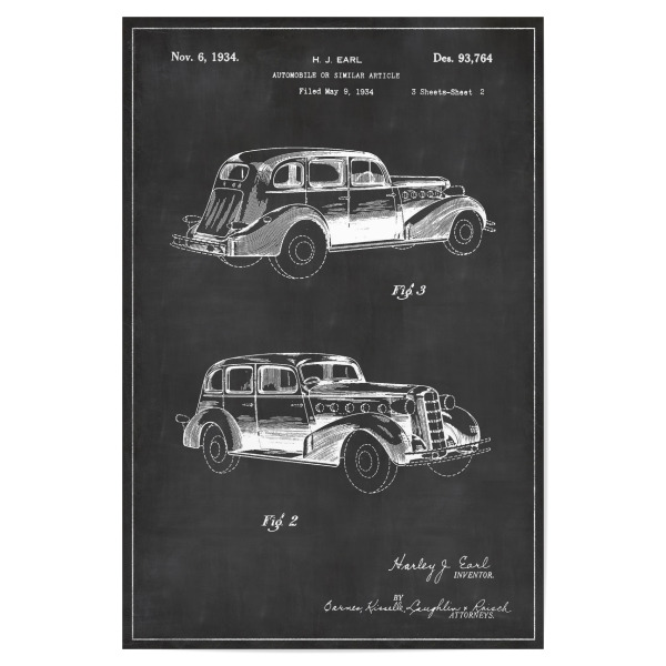 Poster "Retro automobile" artboxONE - Schwarzweiß,Automobile,Retro - Retro,Vintage,Patent,Automobile