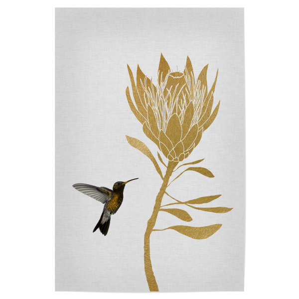 Poster 30x20 cm "Goldener Kolibri" artboxONE - Natur,Floral,Tiere,Abstrakt