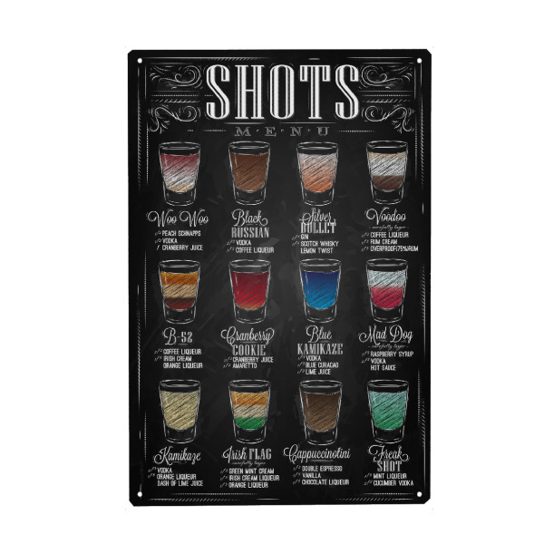 Metall Poster "Shot - Menü" artboxONE - Essen & Trinken,Retro