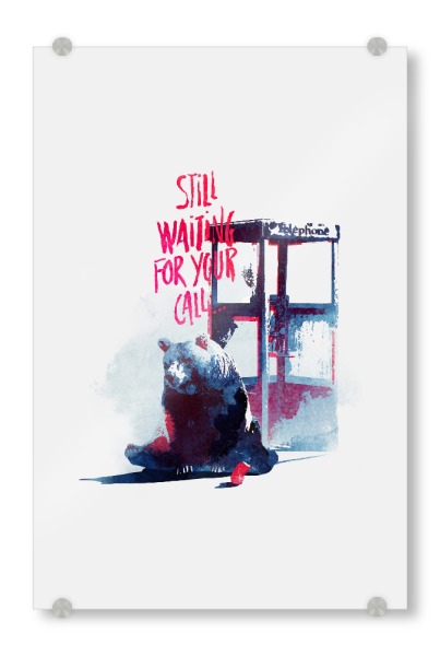 Acrylglasbild "Still waiting for your call" artboxONE - Tiere,Schwarzweiß - Bär